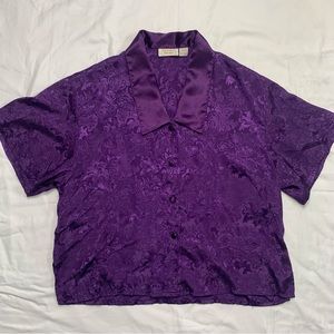 Vintage 80s Victoria’s Secret Gold Tag Royal Purple Button Up
